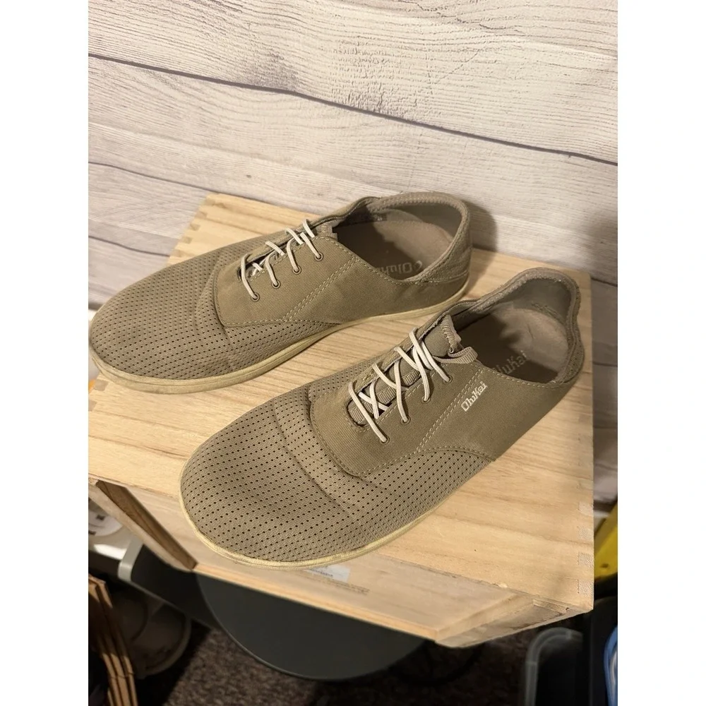 OluKai Nohea Moku Mens 10 Boat Shoes Slip-On No-Tie Green Casual Comfort